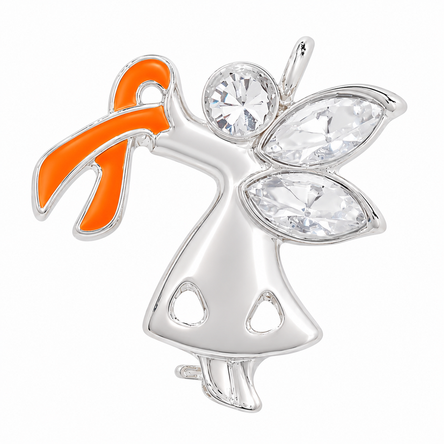 Orange Ribbon Angel By My Side Pins