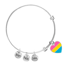 Load image into Gallery viewer, Pansexual Heart Retractable Charm Bracelets - Fundraising For A Cause