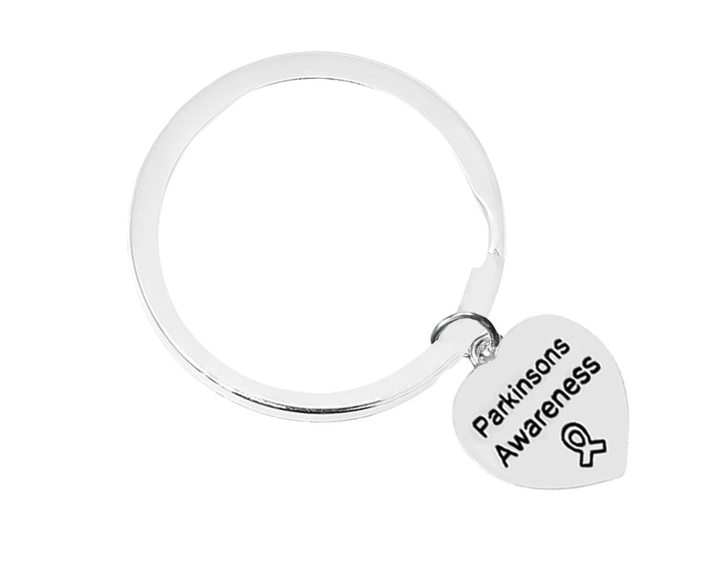 Parkinson's Disease Heart Awareness Charm Split Key Rings - Fundraising For A Cause