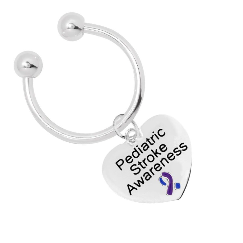 Pediatric Stroke Awareness Heart Charm Horseshoe Keychains - Fundraising For A Cause