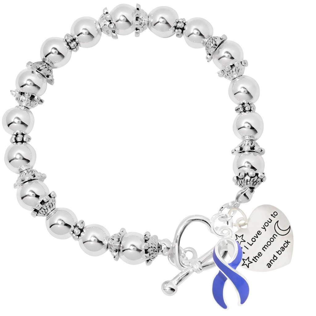 Periwinkle Ribbon Love You To The Moon Awareness Beaded Bracelets - Fundraising For A Cause