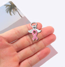 Load image into Gallery viewer, Pink Breast Cancer Ribbon Angel Pins - Fundraising For A Cause