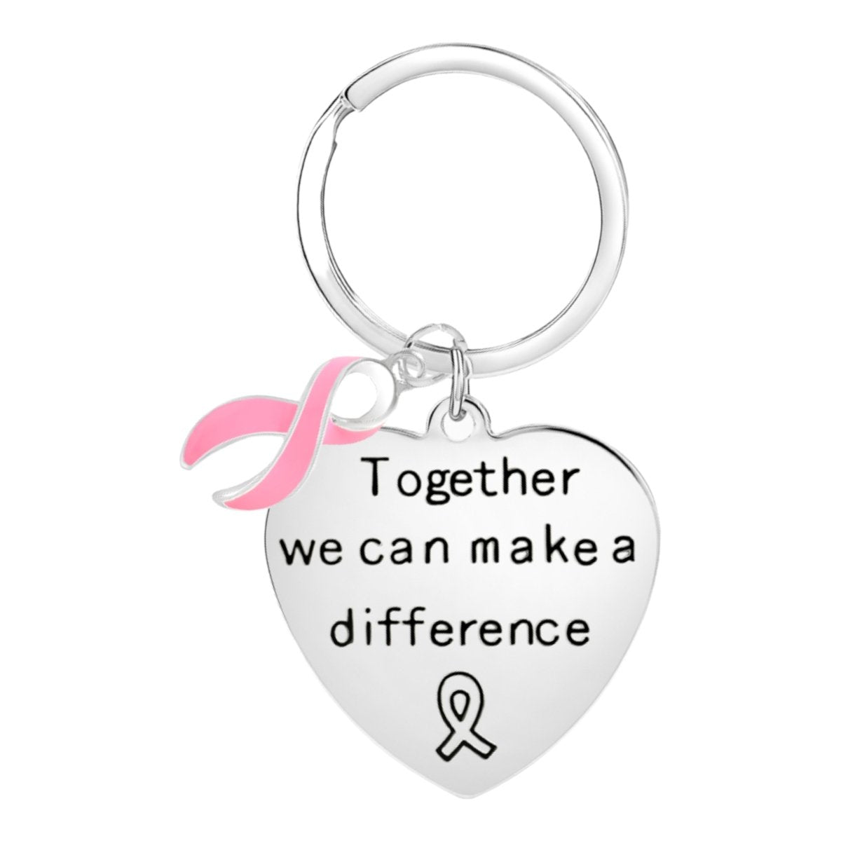 Pink Ribbon Big Heart Keychains - Fundraising For A Cause