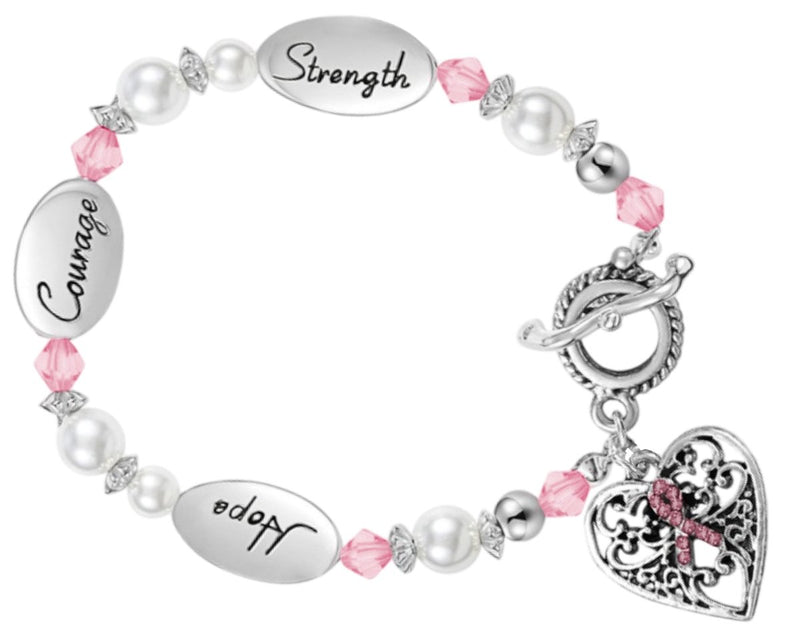 Pink Ribbon Hope Strength Courage Bracelets - Fundraising For A Cause