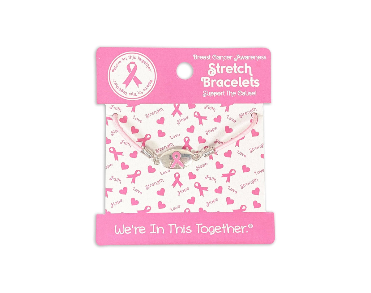 Pink Ribbon Stretch Bracelet Counter Display (12 Cards) - The Awareness Company