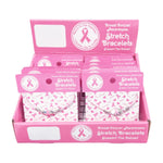 Pink Ribbon Stretch Bracelet Counter Display (12 Cards) - The Awareness Company