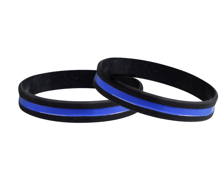Police Support Thin Blue Line Silicone Bracelet Wristbands - Fundraising For A Cause