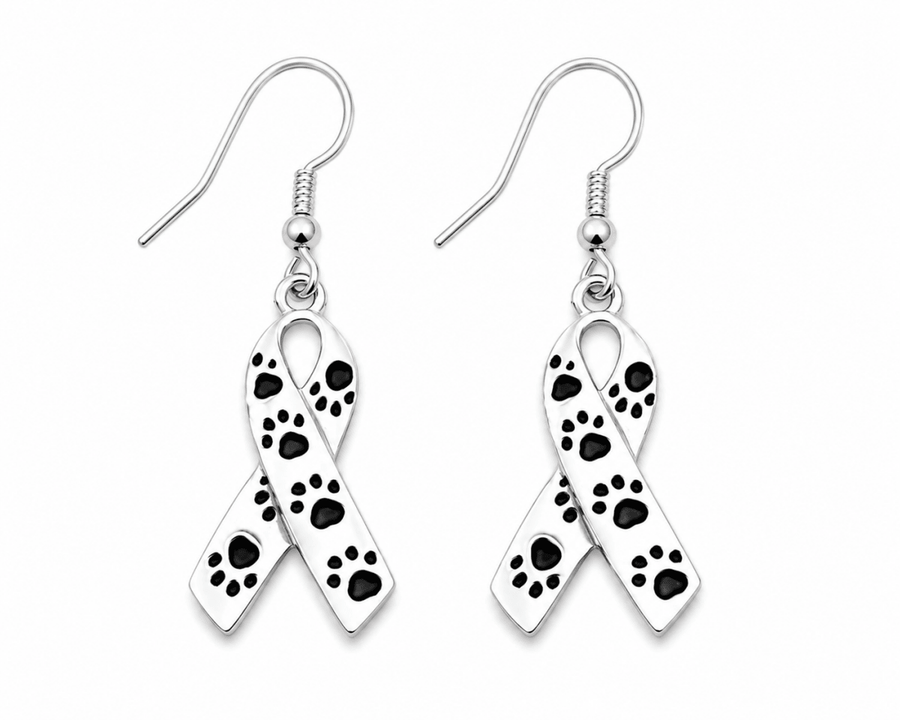 Paw Print Ribbon Earrings - Fundraising For A Cause