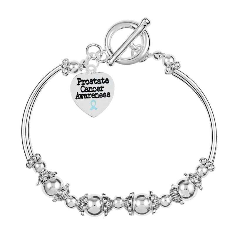 Prostate Cancer Heart Charm Partial Beaded Bracelets - Fundraising For A Cause