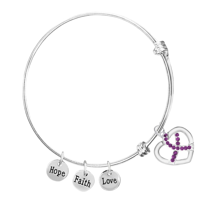 Purple Crystal Ribbon Retractable Charm Bracelets - Fundraising For A Cause