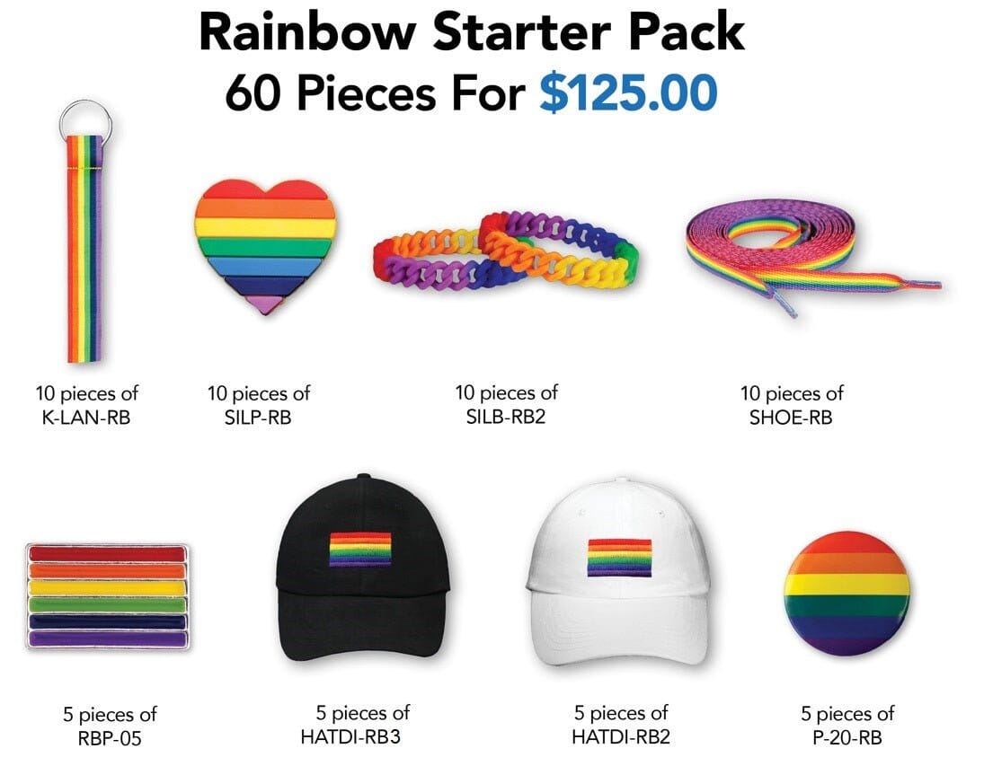 Rainbow Flag Gay Pride Starter Pack Bundle (Small - 60 Pieces) - Fundraising For A Cause