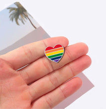 Load image into Gallery viewer, Rainbow Heart Shaped Gay Pride Pins - Fundraising For A Cause