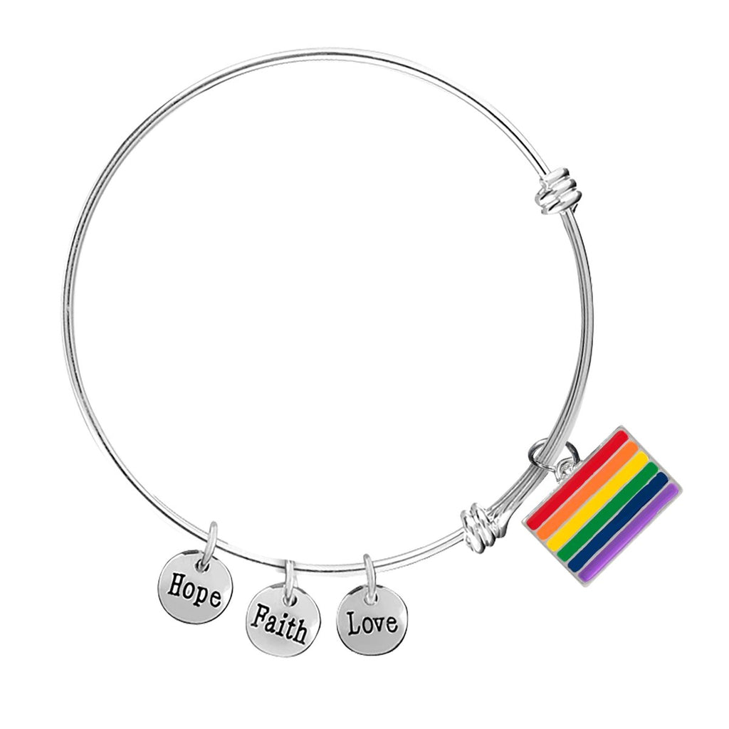 Rainbow LGBTQ Rectangle Charm Rectratable Bracelets - Fundraising For A Cause