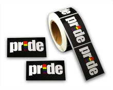 Load image into Gallery viewer, Roll Black Rectangle Pride Rainbow Stickers - Fundraising For A Cause