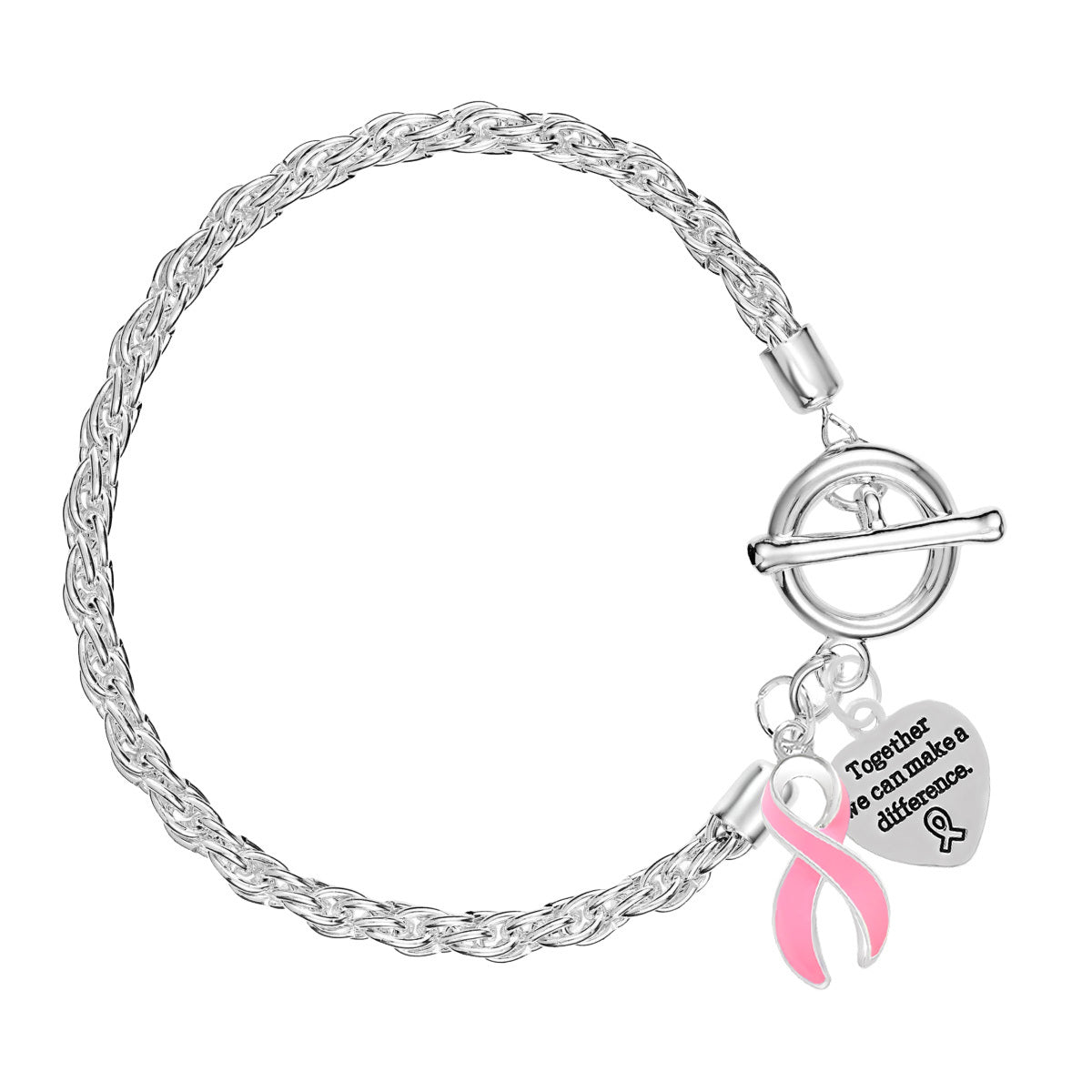 Rope Style Pink Ribbon Bracelets - Fundraising For A Cause
