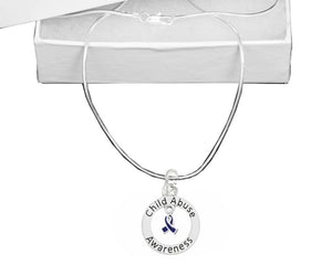 Round Child Abuse Awareness Ribbon Necklaces - Fundraising For A Cause