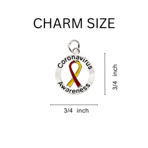 Round Coronavirus (COVID - 19) Awareness Ribbon Leather Cord Bracelets - Fundraising For A Cause