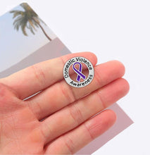 Load image into Gallery viewer, Round Domestic Violence Awareness Ribbon Pins - Fundraising For A Cause