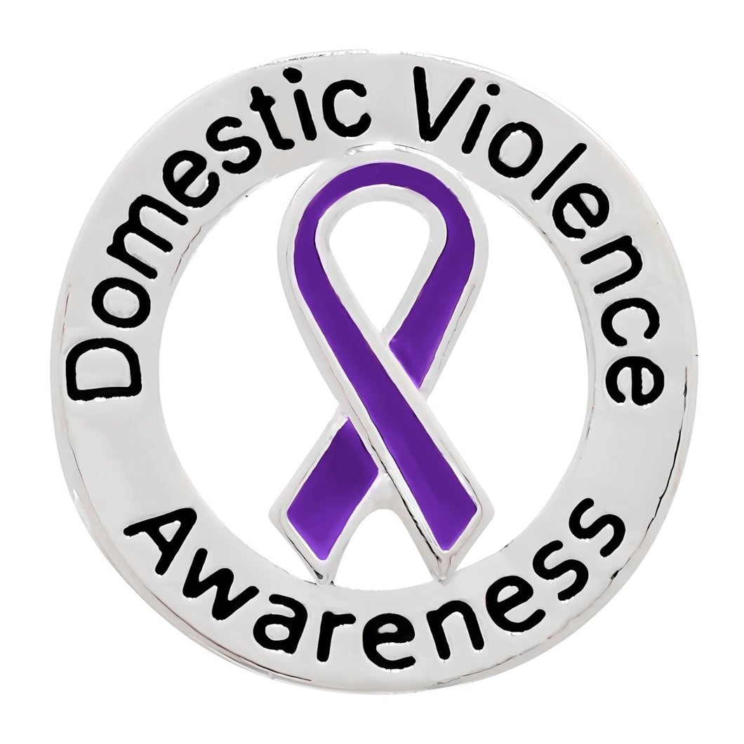 Round Domestic Violence Awareness Ribbon Pins - Fundraising For A Cause