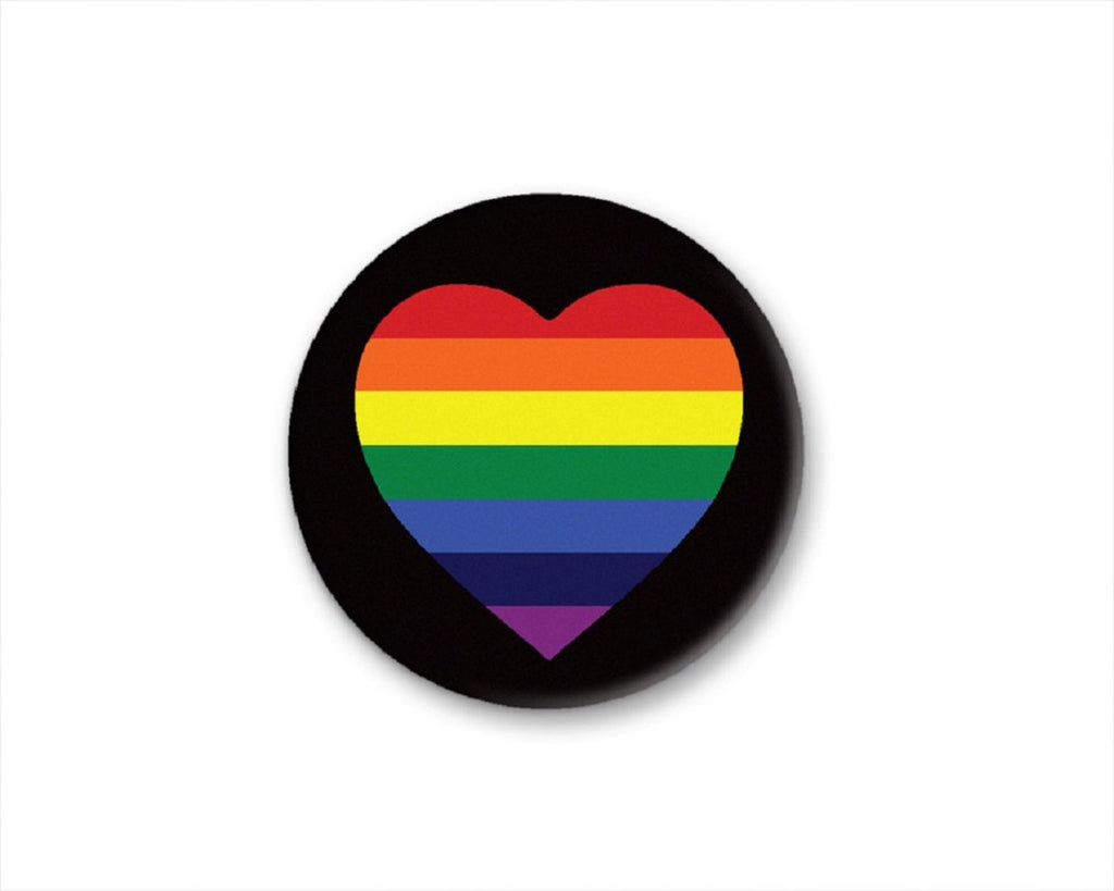 Round Rainbow Heart Striped Button Pins - Fundraising For A Cause