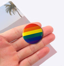 Load image into Gallery viewer, Round Rainbow Striped Pins - Fundraising For A Cause