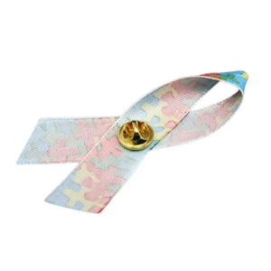 Satin Autism Awareness Ribbon Pins - 50 Pack