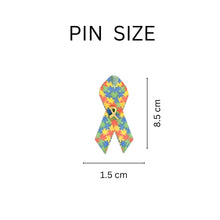 Load image into Gallery viewer, Satin Autism Awareness Ribbon Pins - 50 Pack