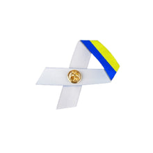 Load image into Gallery viewer, Satin Blue &amp; Yellow Ribbon Pins - 50 Pack