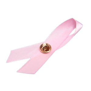 Satin Pink Ribbon Awareness Pins - 50 Pack