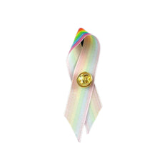 Load image into Gallery viewer, Satin Rainbow Striped Ribbon Pins - 50 Pack