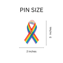 Load image into Gallery viewer, Satin Rainbow Striped Ribbon Pins - 50 Pack