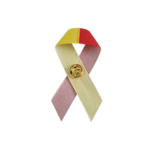 Load image into Gallery viewer, Satin Red &amp; Yellow Ribbon Pins - 50 Pack