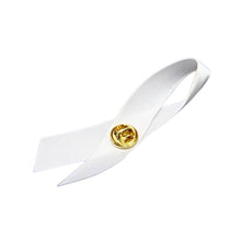 Load image into Gallery viewer, Satin White Ribbon Awareness Pins - 50 Pack