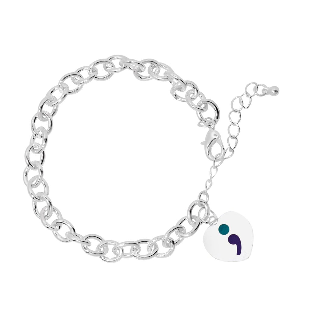 Semicolon Suicide Prevention Awareness Chunky Charm Bracelets - Fundraising For A Cause