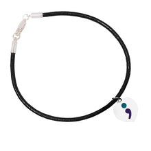 Load image into Gallery viewer, Semicolon Suicide Prevention Awareness Heart Leather Cord Bracelets - Fundraising For A Cause