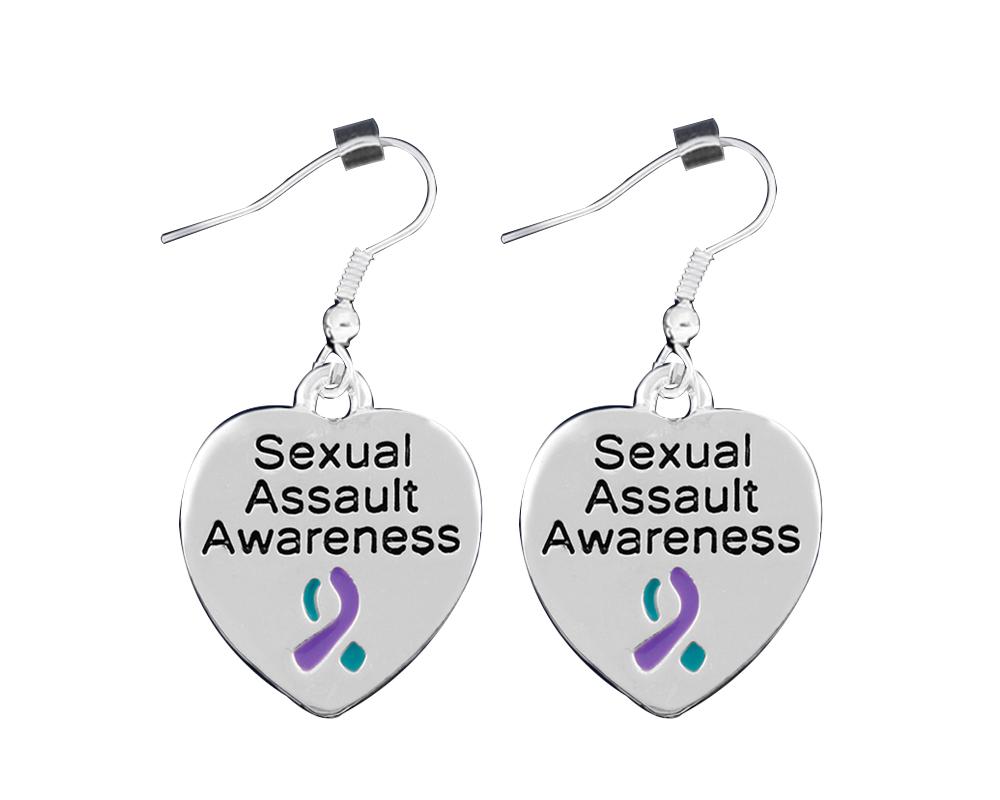 Sexual Assault Awareness Heart Hanging Earrings - Fundraising For A Cause