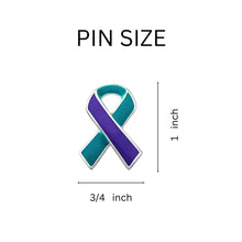 Load image into Gallery viewer, Sexual Assault Awareness Teal &amp; Purple Ribbon Pins - Fundraising For A Cause