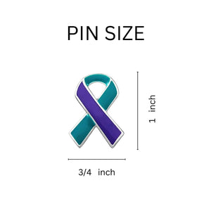 Sexual Assault Awareness Teal & Purple Ribbon Pins - Fundraising For A Cause