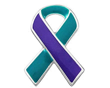 Load image into Gallery viewer, Sexual Assault Awareness Teal &amp; Purple Ribbon Pins - Fundraising For A Cause