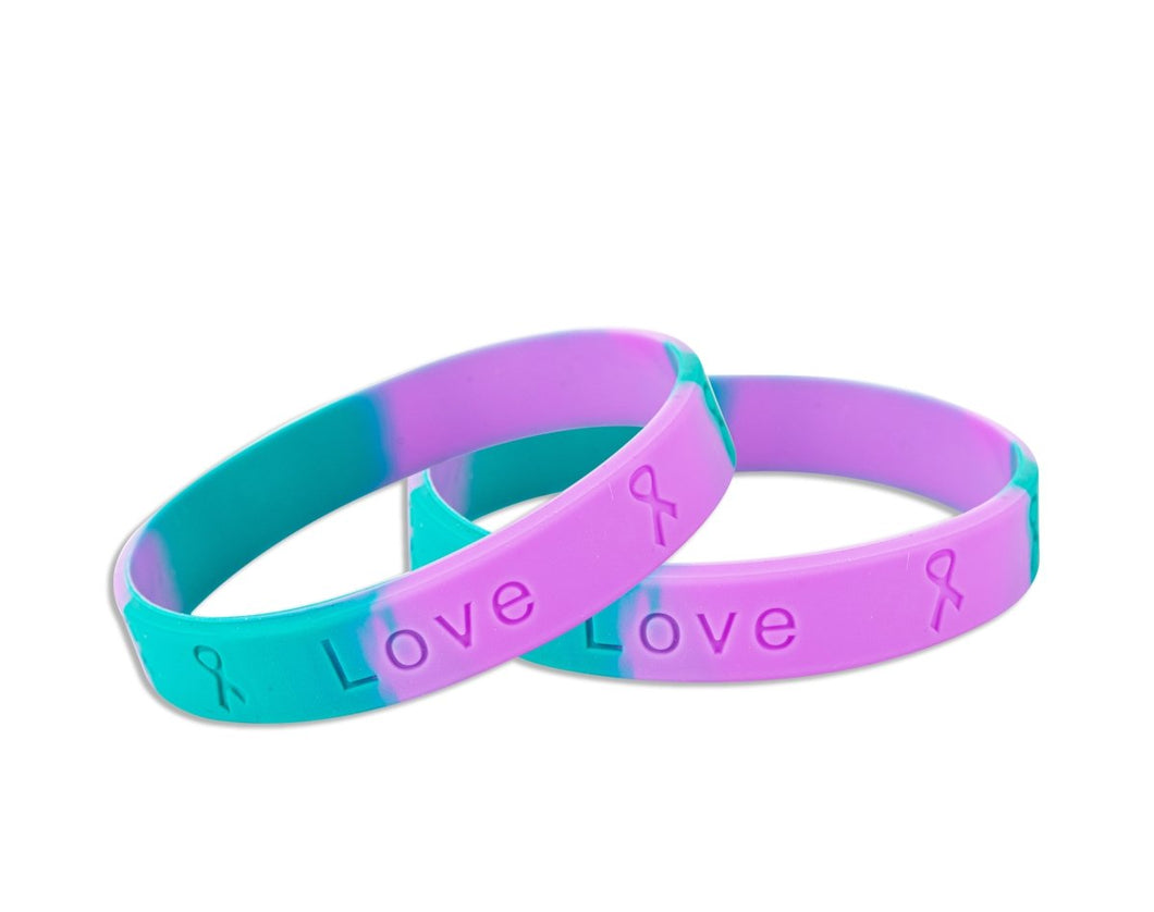 Sexual Assault Teal & Purple Silicone Bracelet Wristbands - Fundraising For A Cause