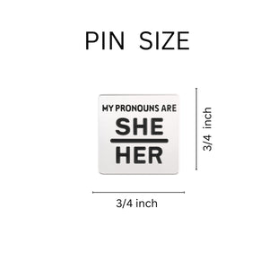 She Her Square Pronoun Pins - Fundraising For A Cause