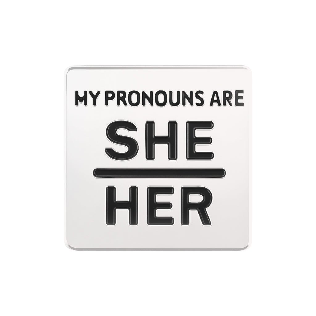 She Her Square Pronoun Pins - Fundraising For A Cause