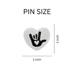 Sign Language Symbol for I Love You Deaf Sign Heart Pins - Fundraising For A Cause