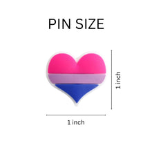 Load image into Gallery viewer, Silicone Bisexual Pride Flag Heart Pins - Fundraising For A Cause