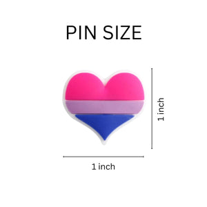 Silicone Bisexual Pride Flag Heart Pins - Fundraising For A Cause