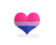 Load image into Gallery viewer, Silicone Bisexual Pride Flag Heart Pins - Fundraising For A Cause