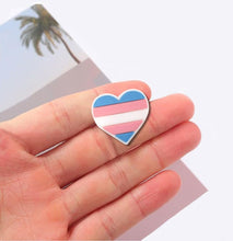 Load image into Gallery viewer, Silicone Transgender Pride Heart Pins - Fundraising For A Cause