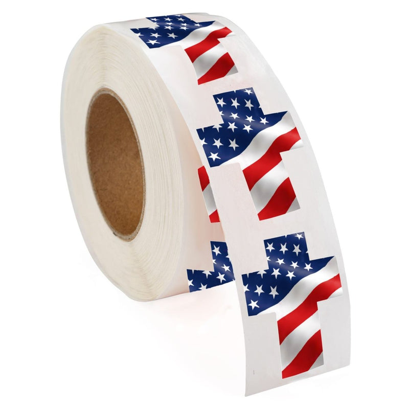 Small American Flag Cross Shaped Stickers (250 per Roll) - Fundraising For A Cause