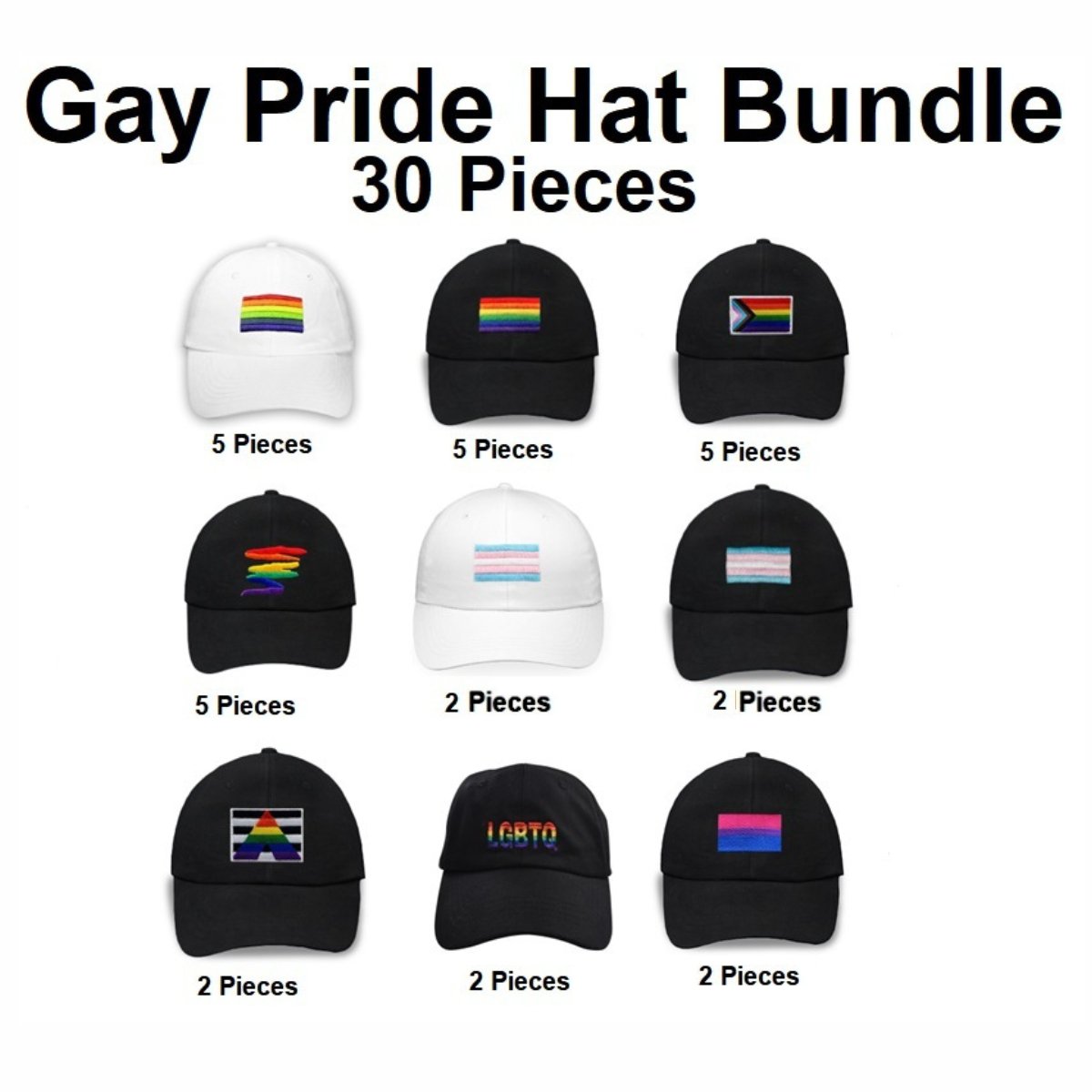 Small Gay Pride Hat Bundle - 30 Pieces - Fundraising For A Cause