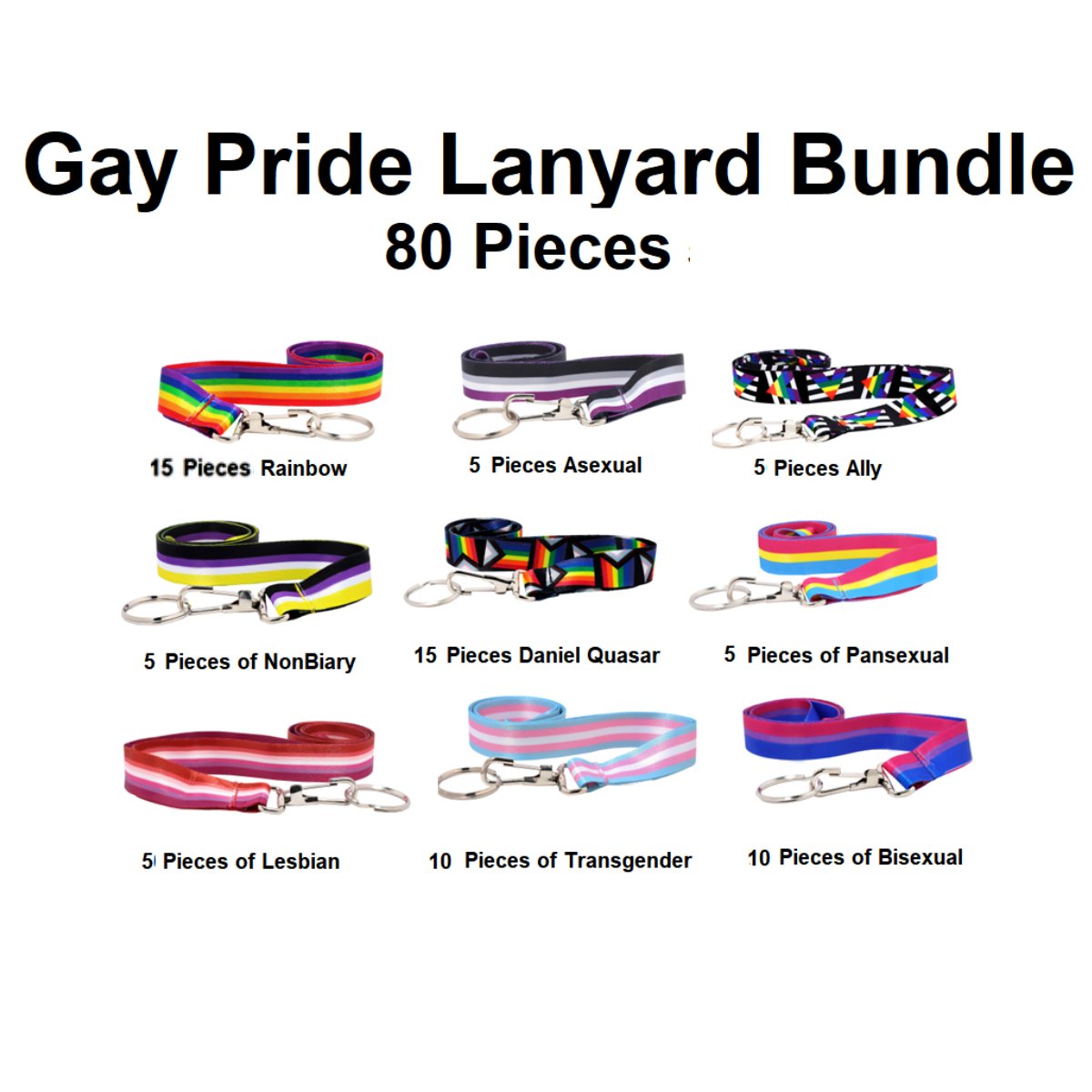 Small Gay Pride Lanyard Bundle - 80 Pieces - Fundraising For A Cause